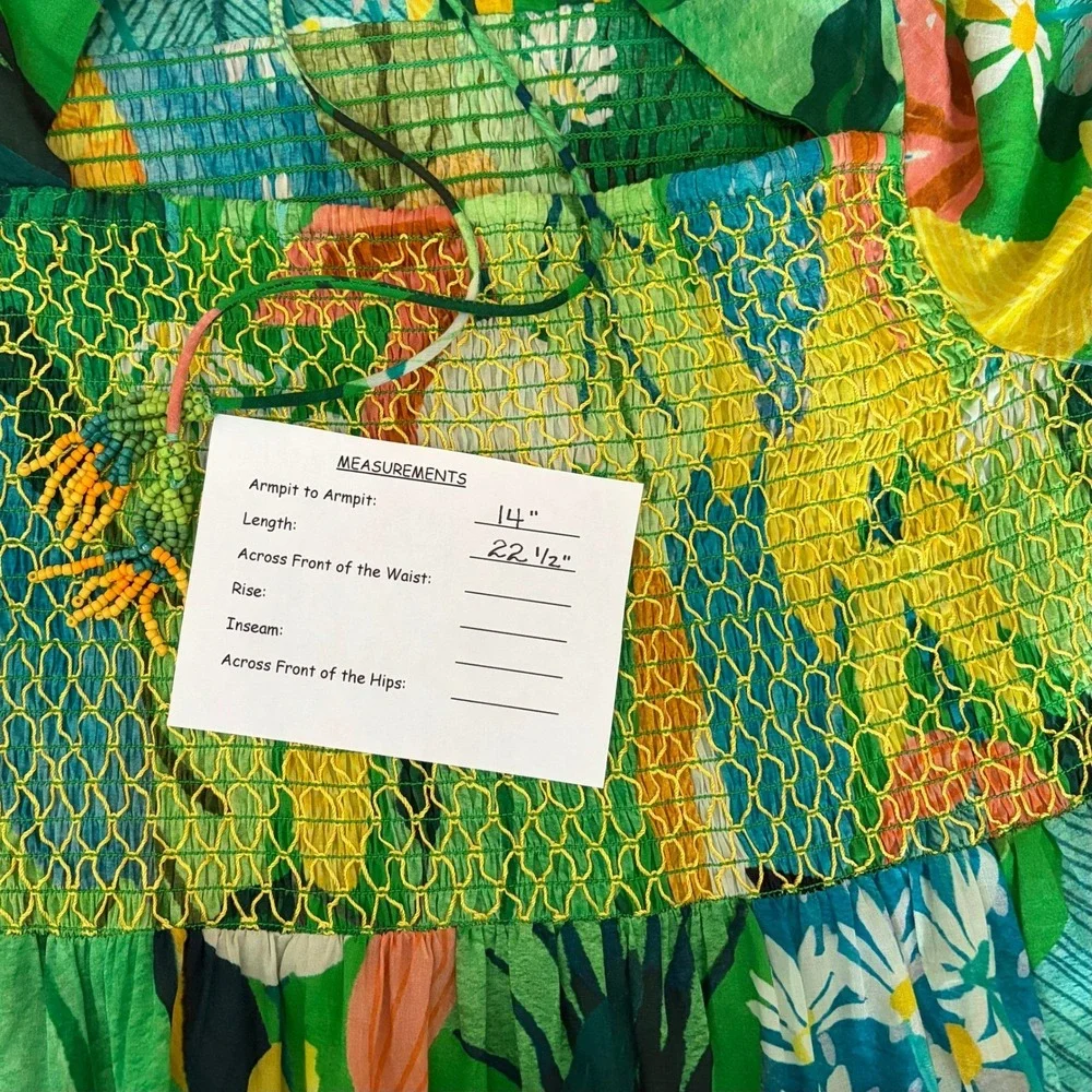 NEW!! FARM RIO Vintage Toucans Smocked‎ Peplum Top Blouse Tropical Small